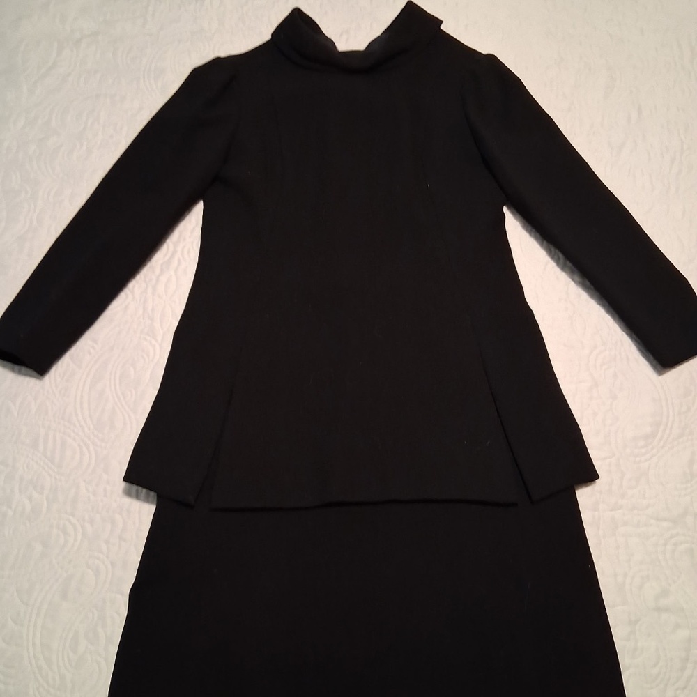 Adele Simpson Black Peplum Dress, sz 8